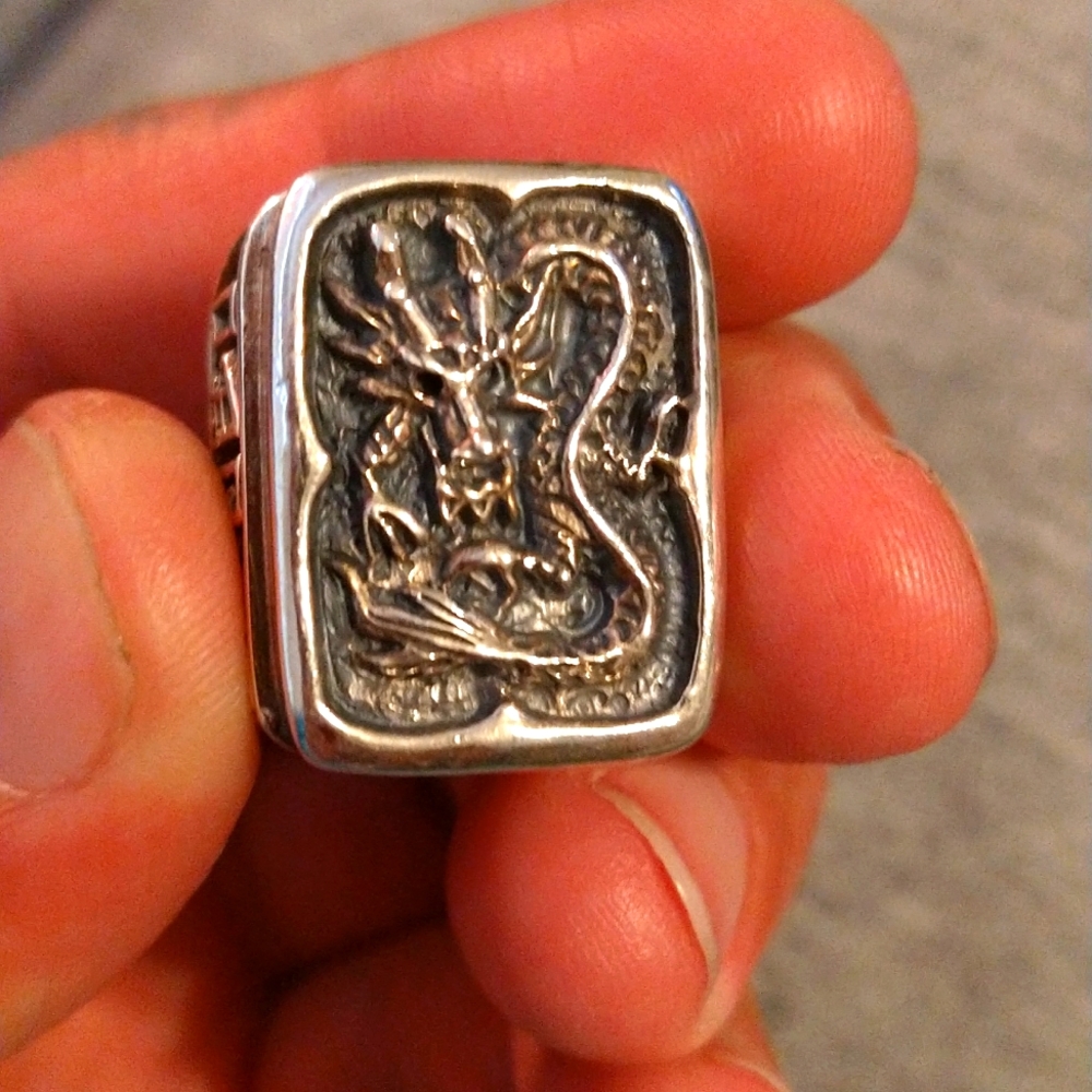 dragon heavy sterling silver ring 24g